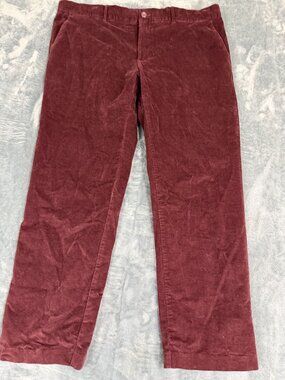 Roundtree & Yorke Mens Burgundy Corduroy Flat Front Pants 40x30